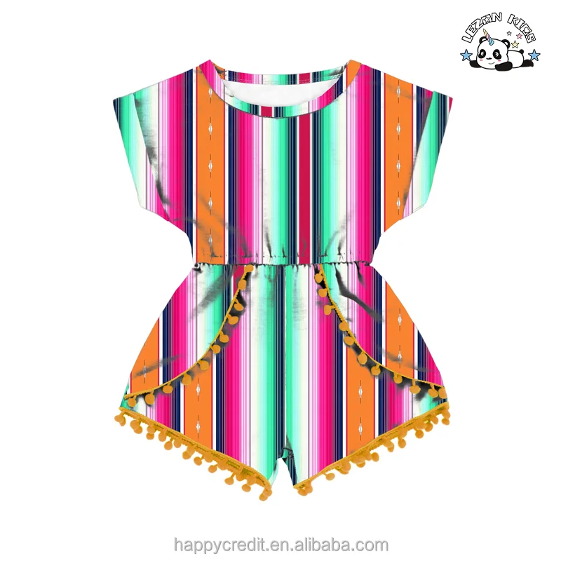 LEZONKIDS - Customized Red Rose Stripe Printed Children's Summer Jumpsuit Little Girl Baby Clothes Cute Girls Clothing Sets